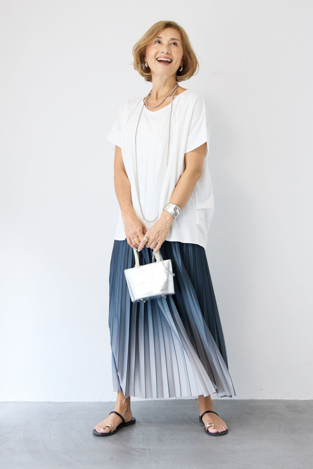 グラデーションロングプリーツスカート