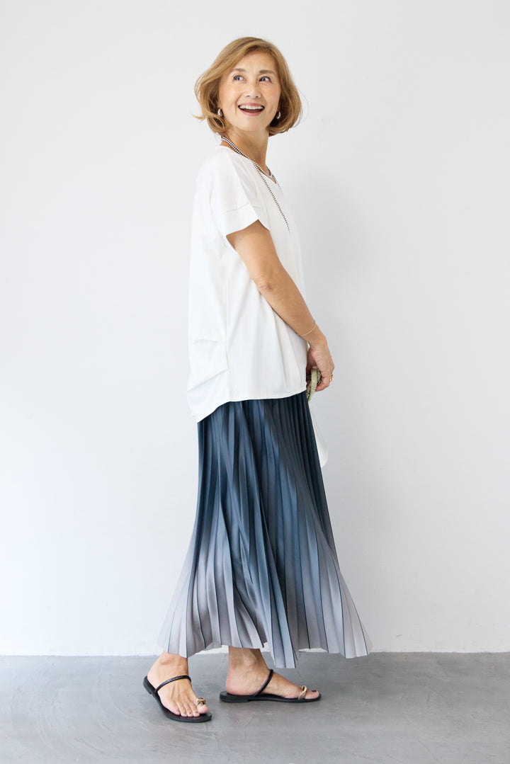 グラデーションロングプリーツスカート