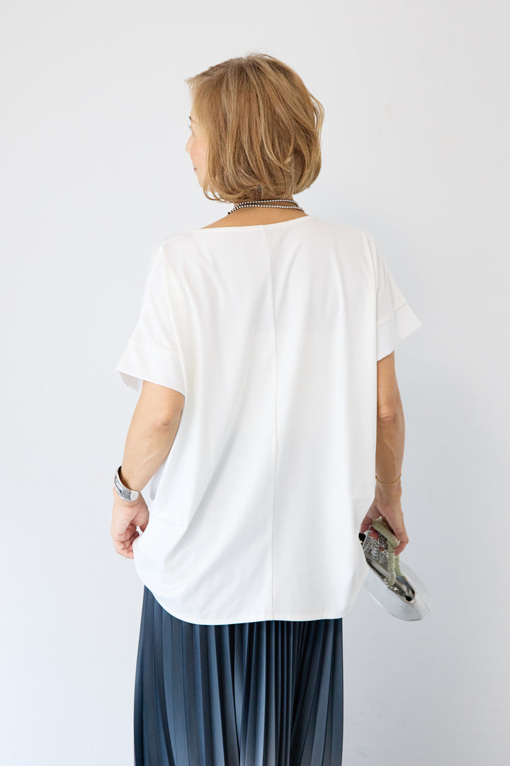 [SET]【接触冷感】タックヘムVネックプルオーバー+グラデーションロングプリーツスカート(2set)