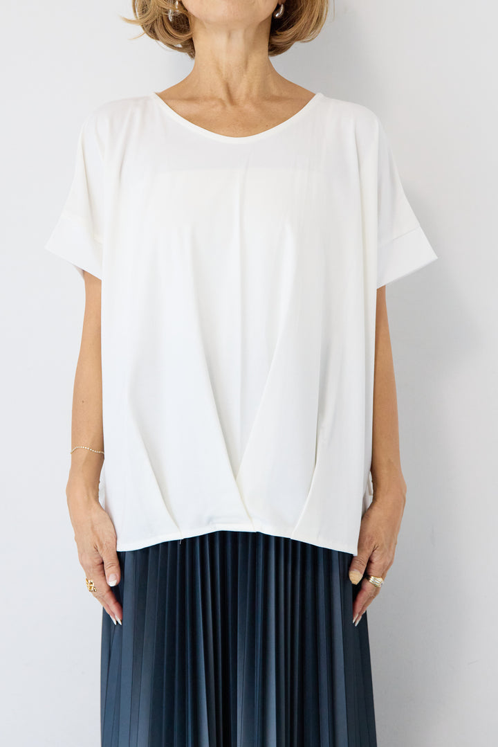 [SET]【接触冷感】タックヘムVネックプルオーバー+グラデーションロングプリーツスカート(2set)