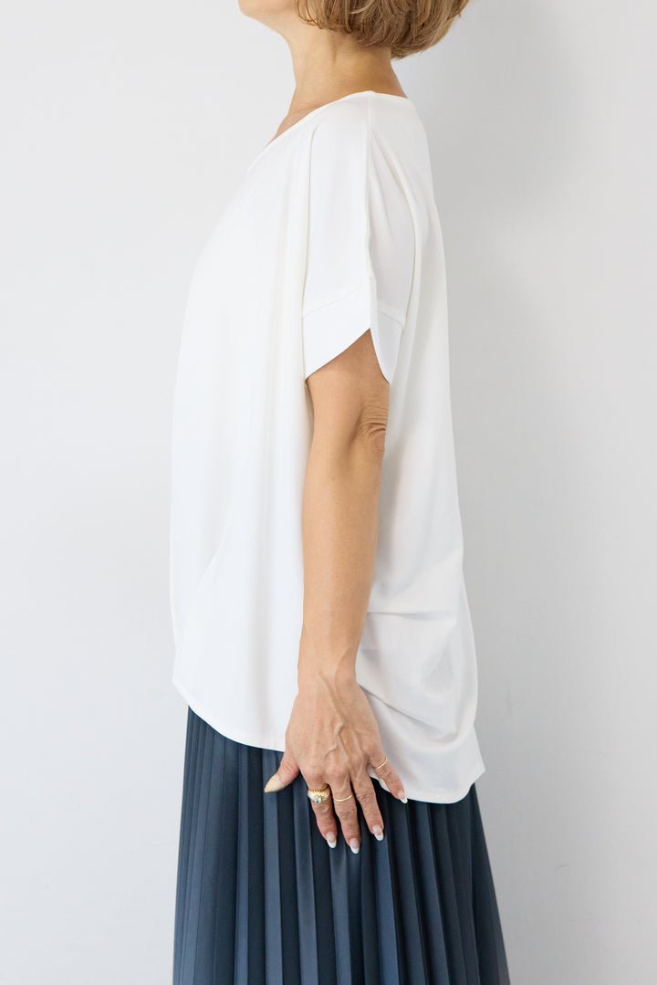 [SET]【接触冷感】タックヘムVネックプルオーバー+グラデーションロングプリーツスカート(2set)