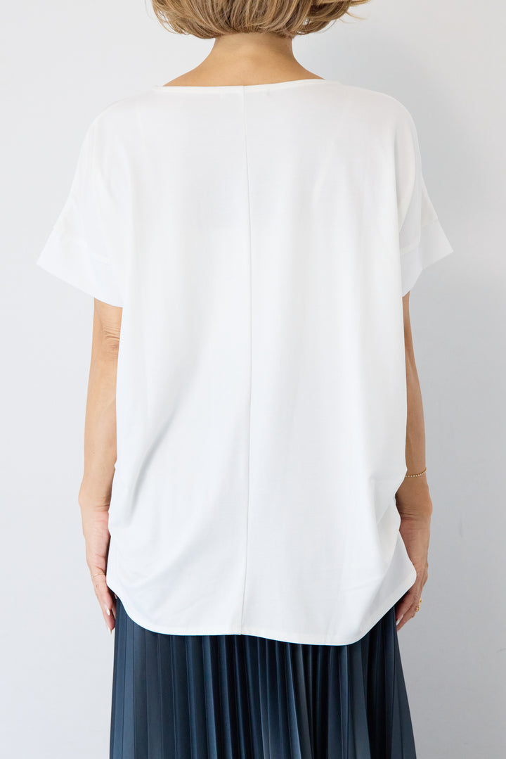 [SET]【接触冷感】タックヘムVネックプルオーバー+グラデーションロングプリーツスカート(2set)