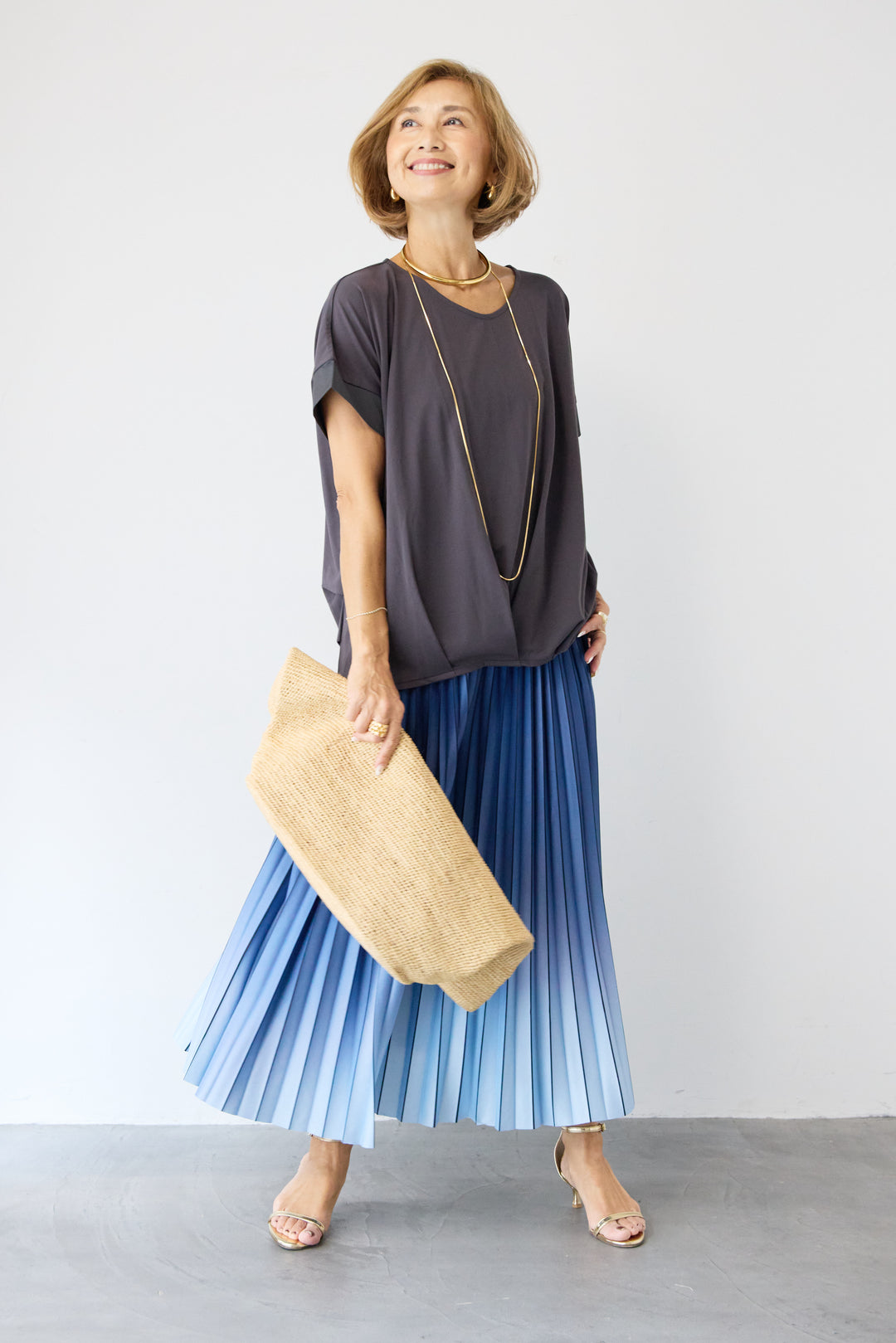 グラデーションロングプリーツスカート