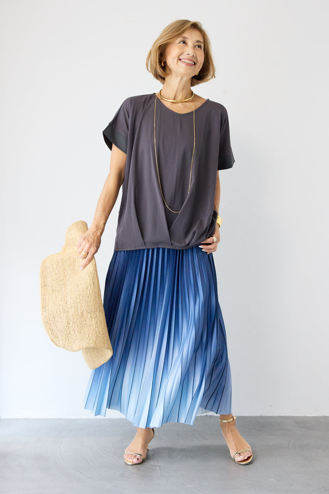 グラデーションロングプリーツスカート