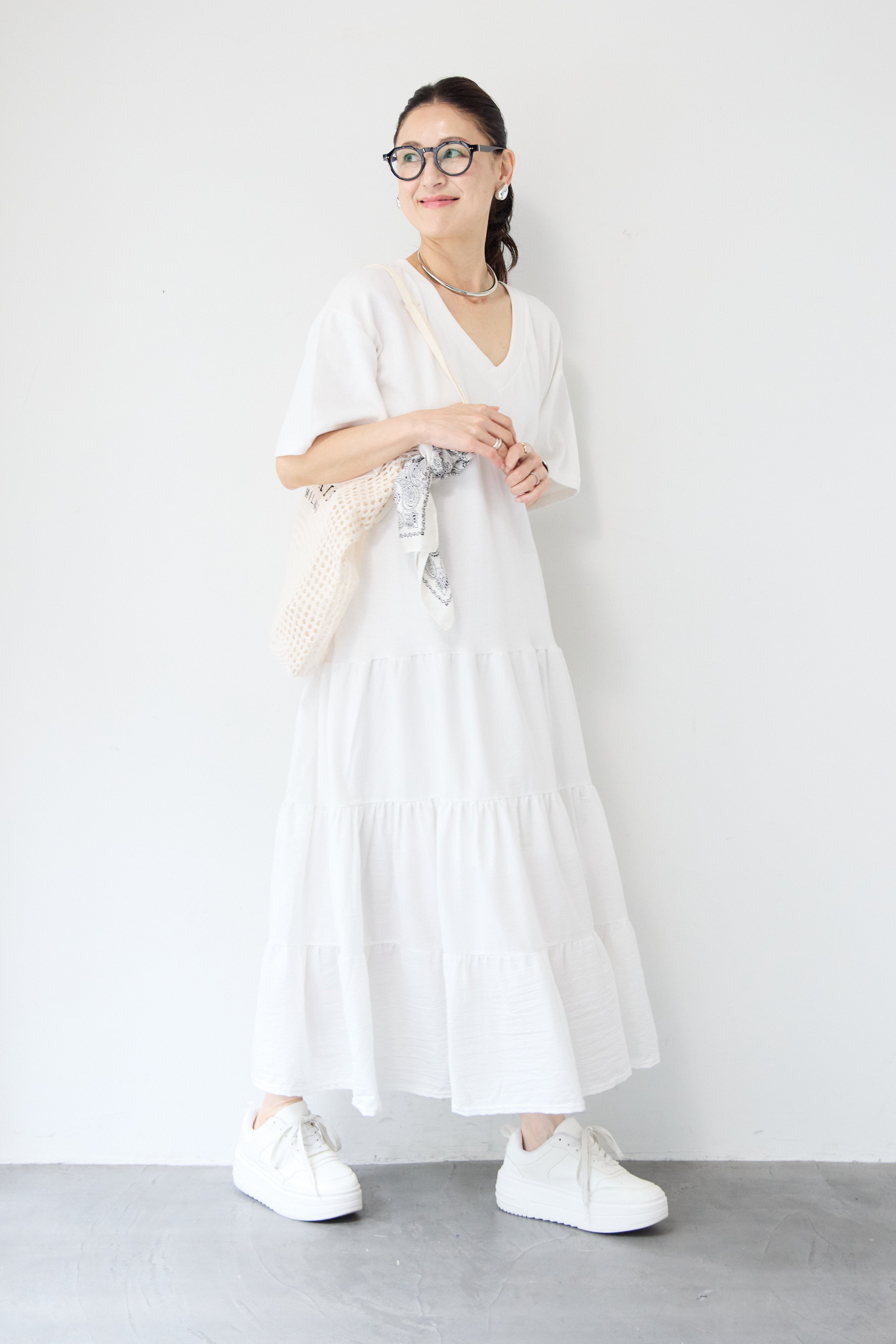 Vネックティアードワンピース – plusotoha