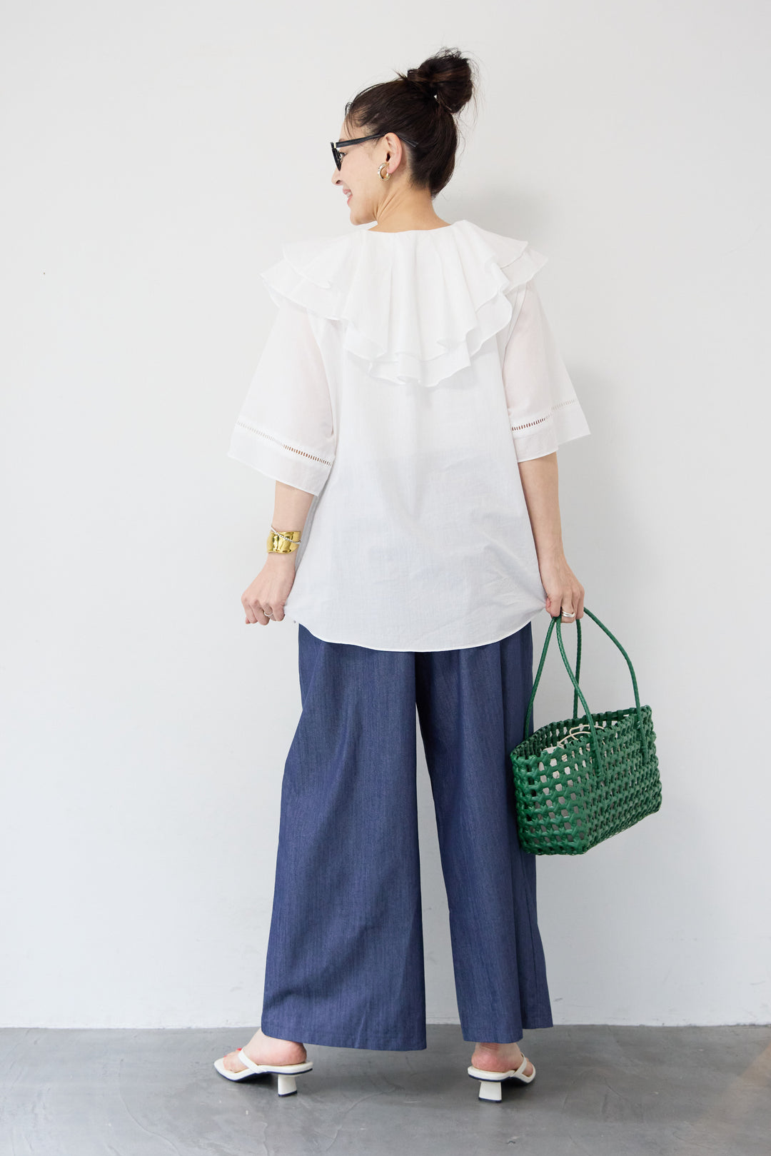 シャンブレータックワイドパンツ
