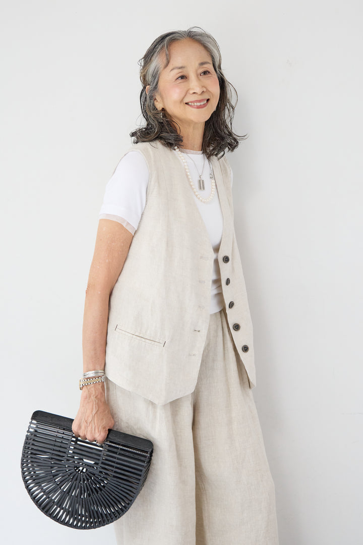 [SET]リネンベスト+リネンタックパンツ(2set)