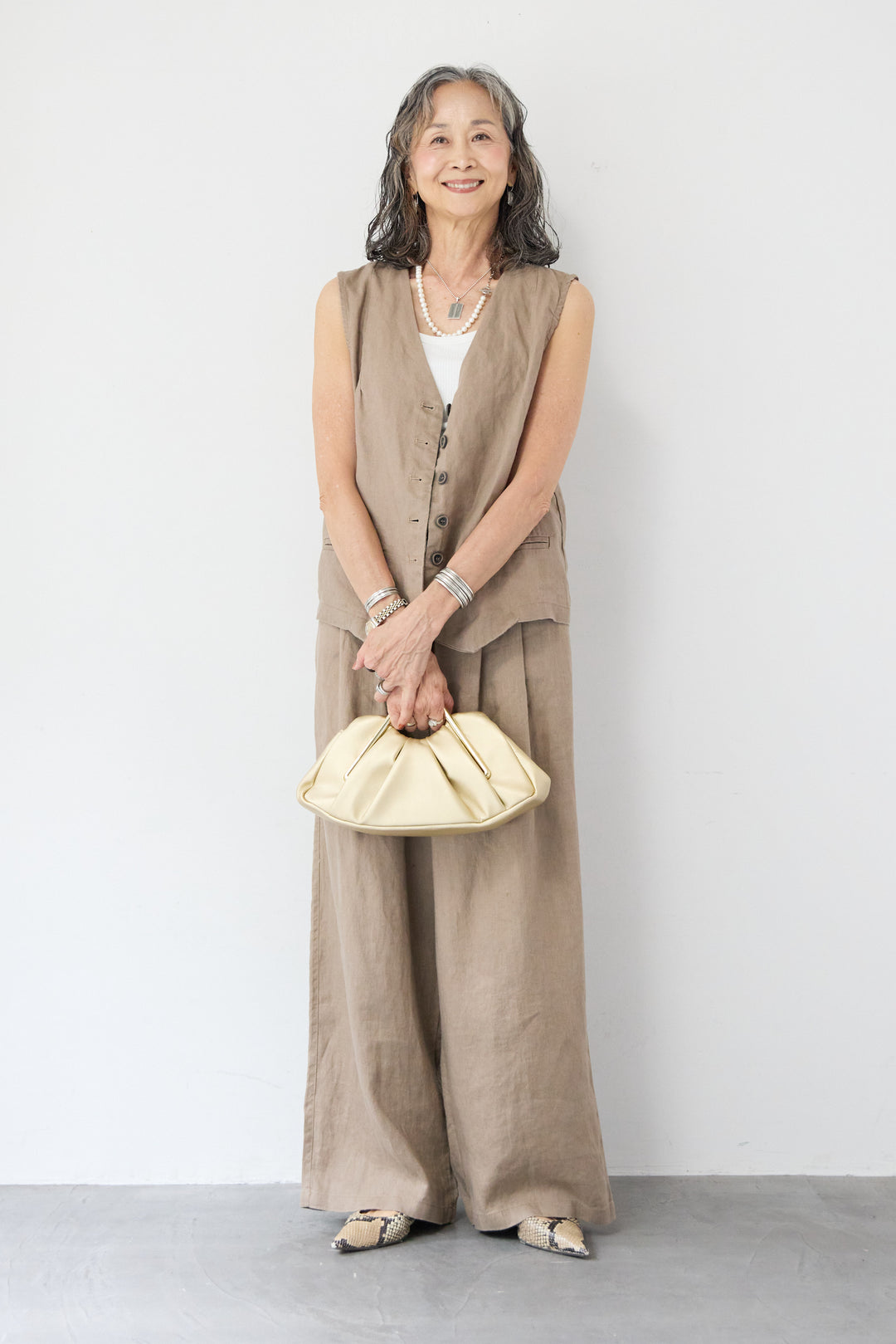 [SET]リネンベスト+リネンタックパンツ(2set)