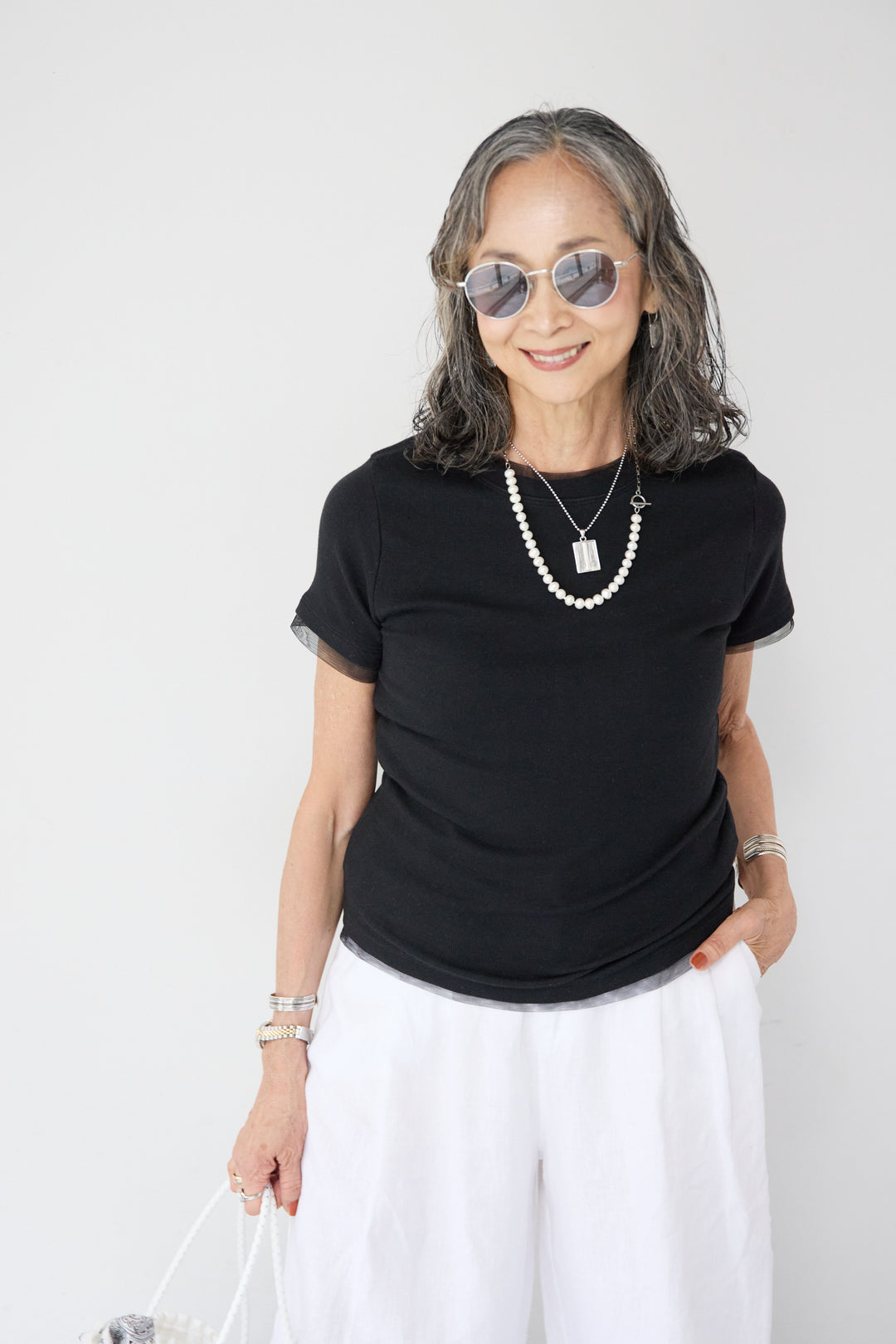 シアートリムリブTシャツ