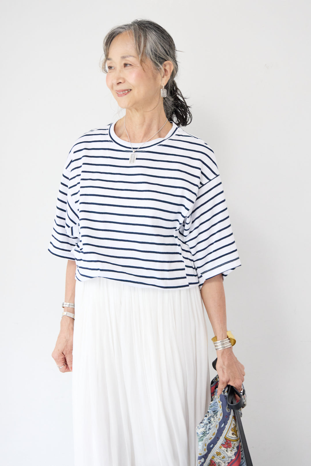 ワイドドルマンスリーブボーダーT