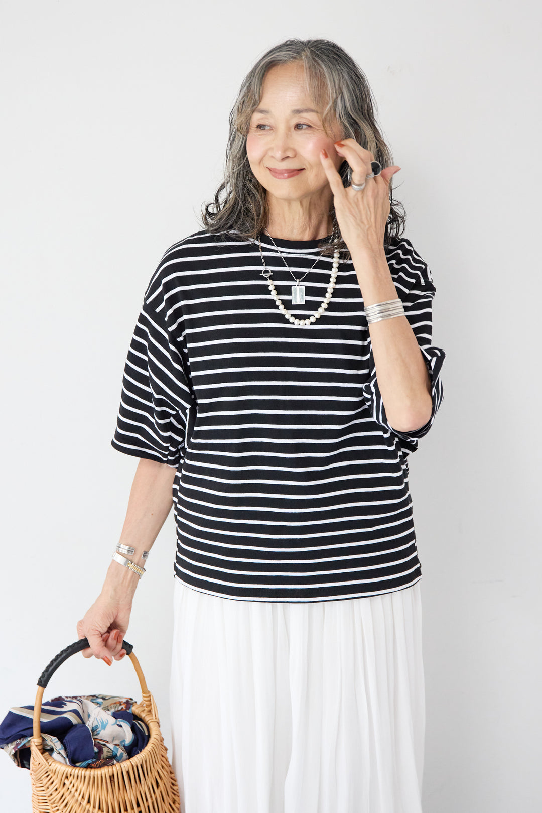 ワイドドルマンスリーブボーダーT