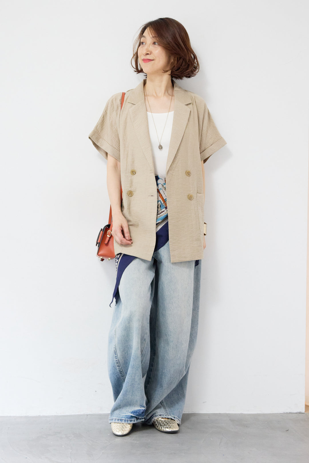 リネン混ショートスリーブジャケット