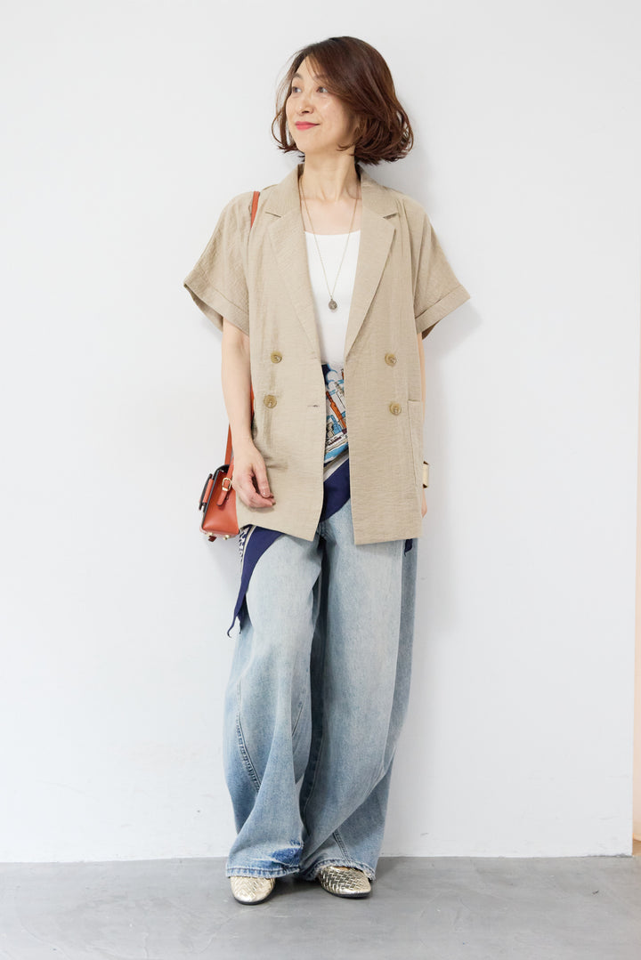 リネン混ショートスリーブジャケット