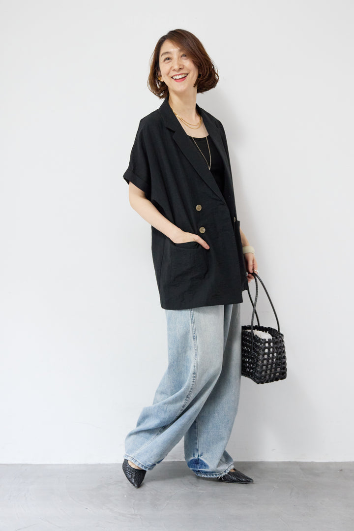 リネン混ショートスリーブジャケット
