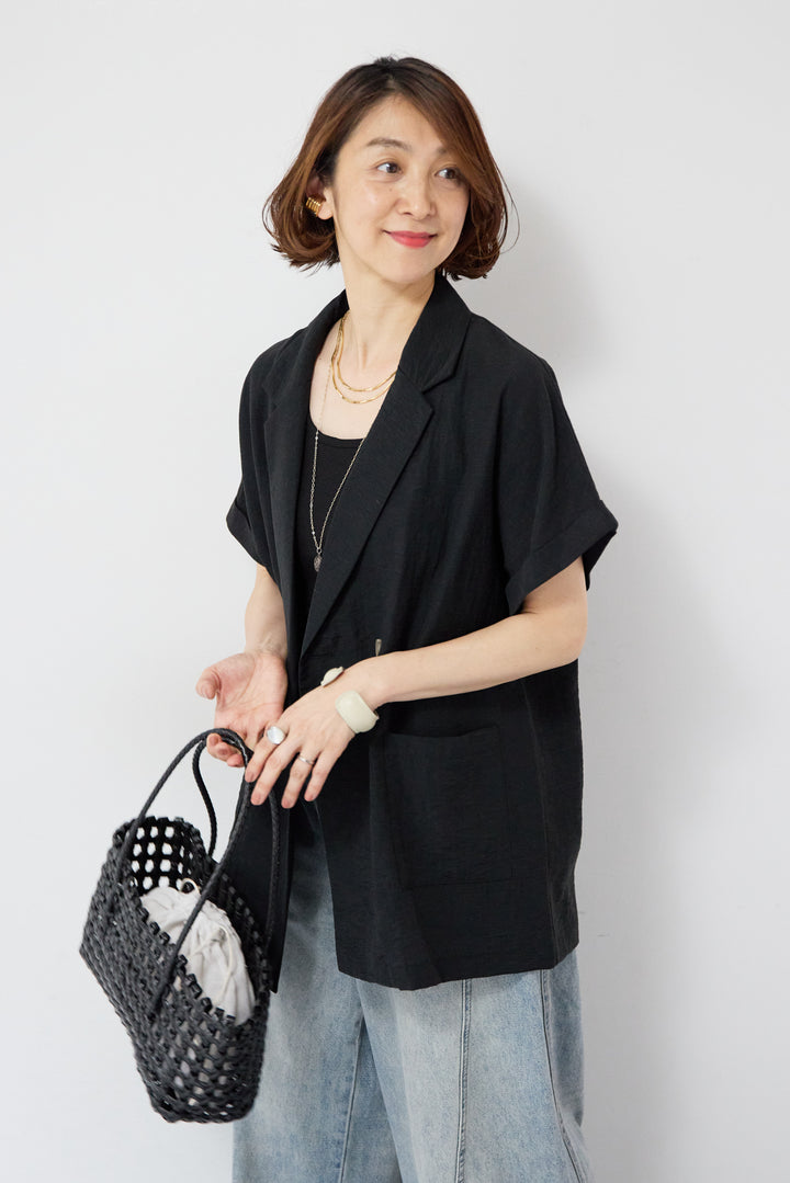 リネン混ショートスリーブジャケット