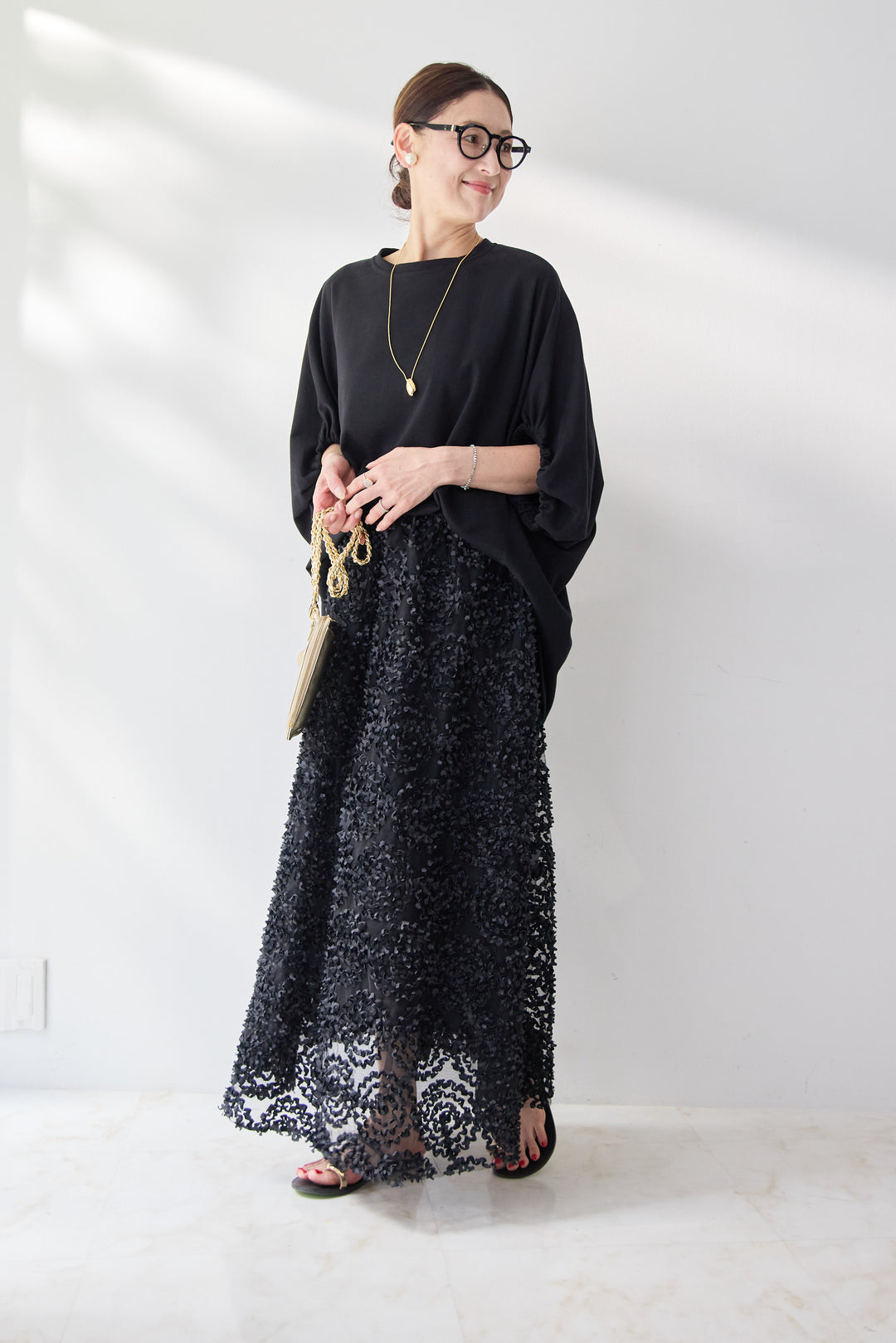 ギャザースリーブドルマンカットソー