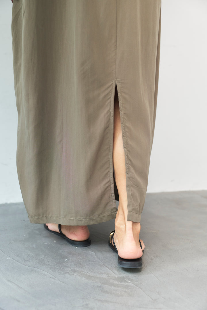 スキッパーネック ロングワンピース