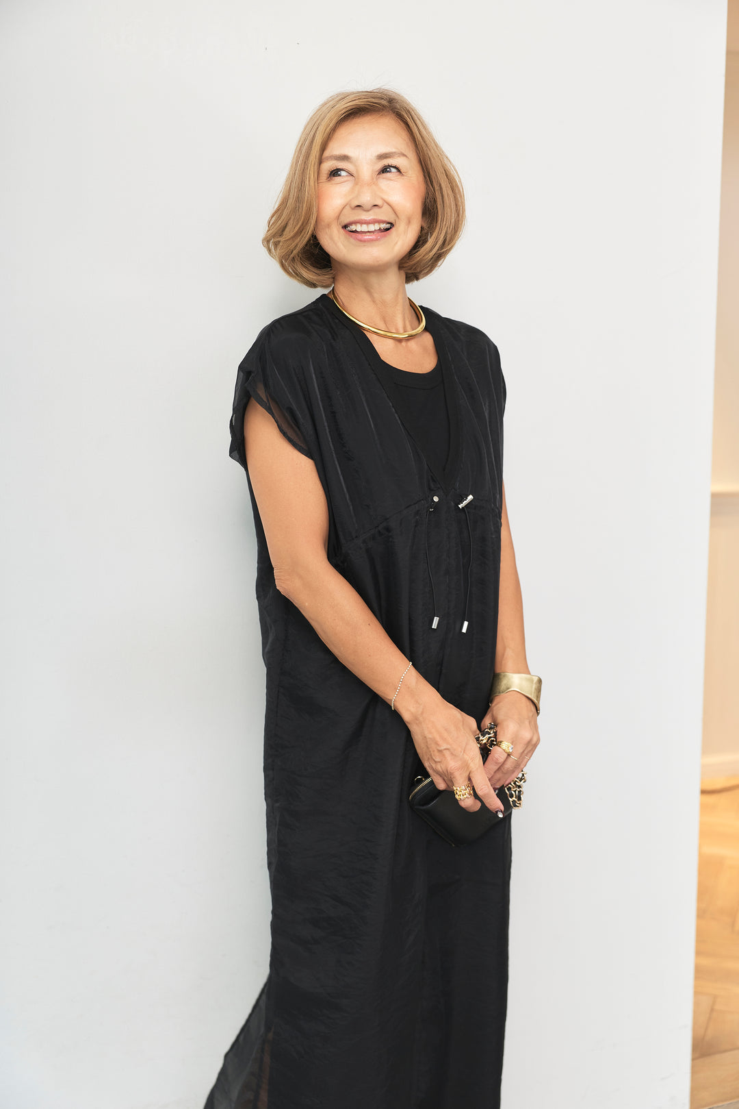 キャップスリーブシアーワンピース