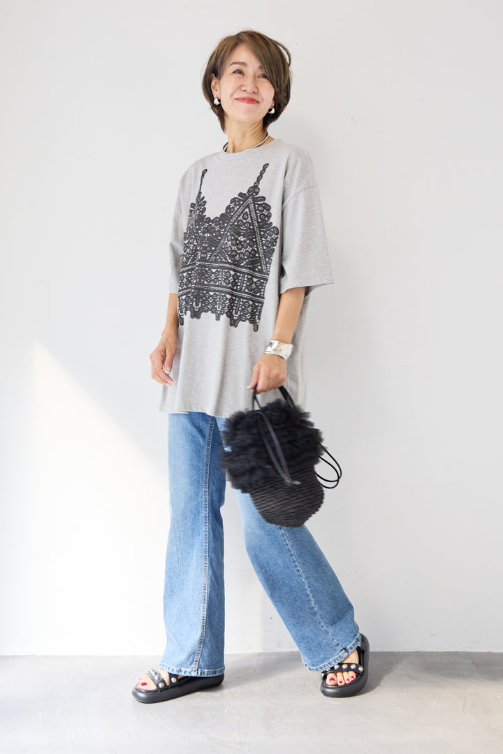 レースビスチェプリント Tシャツ