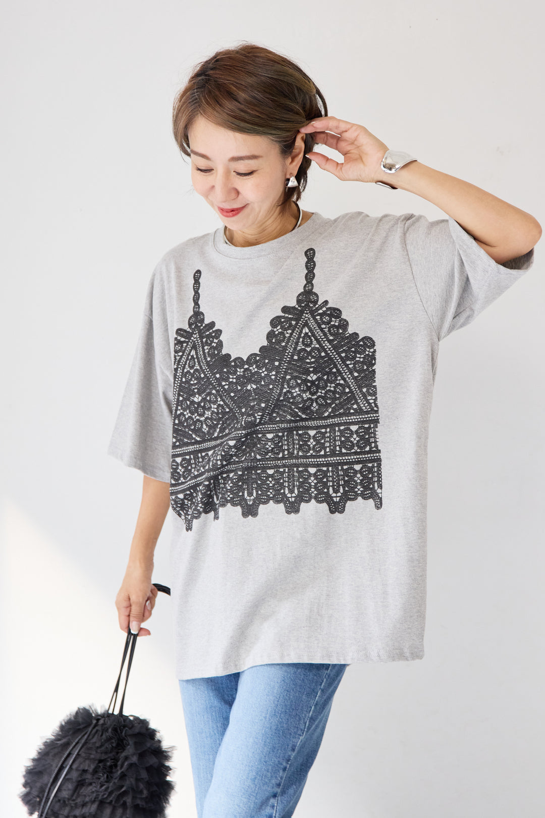 レースビスチェプリント Tシャツ