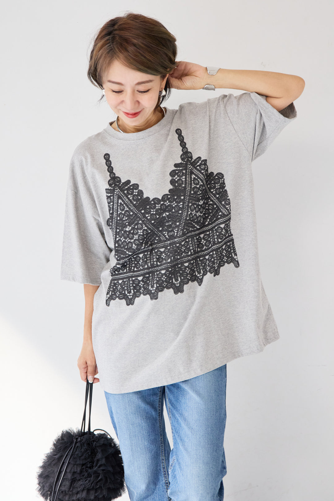 レースビスチェプリント Tシャツ