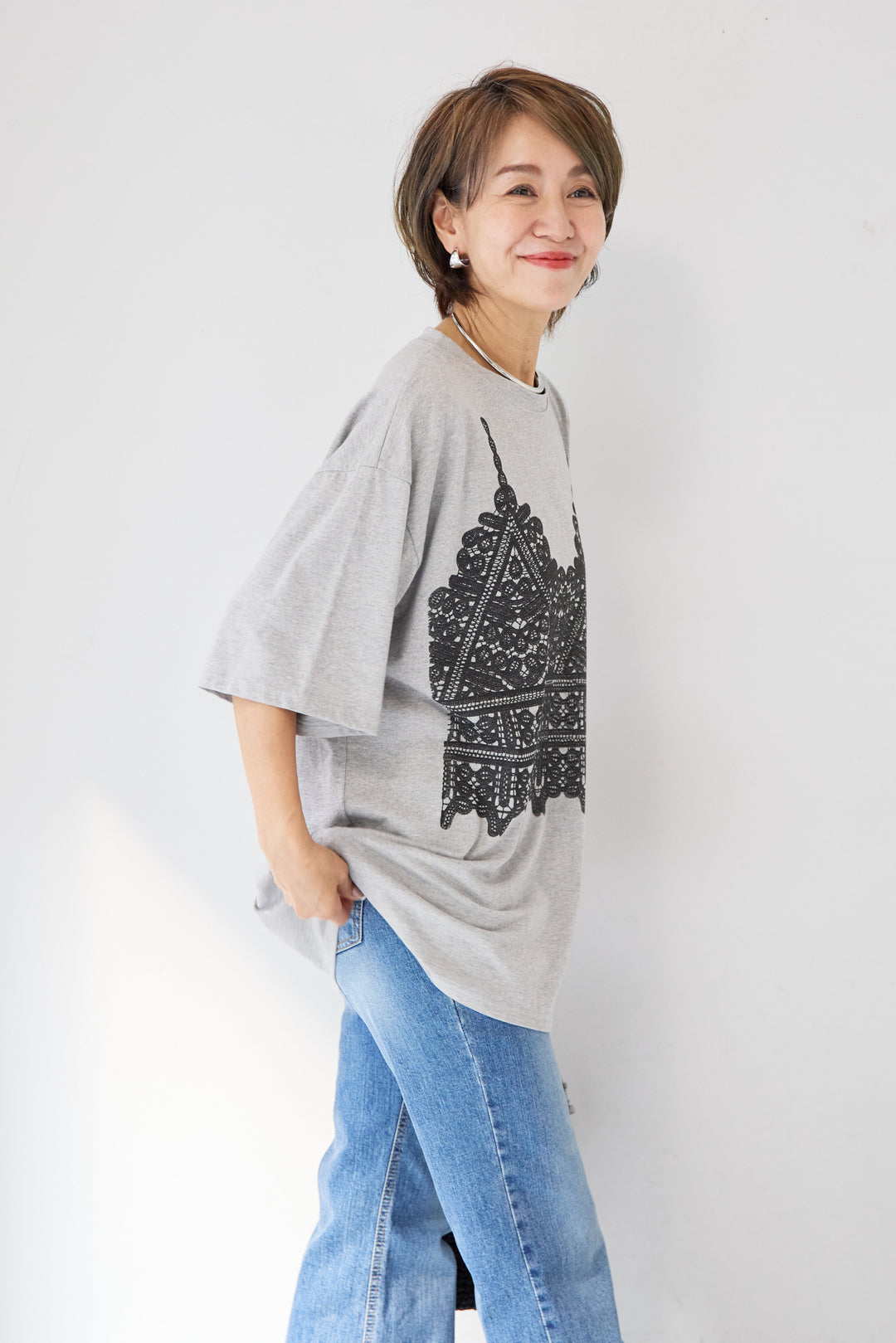 レースビスチェプリント Tシャツ