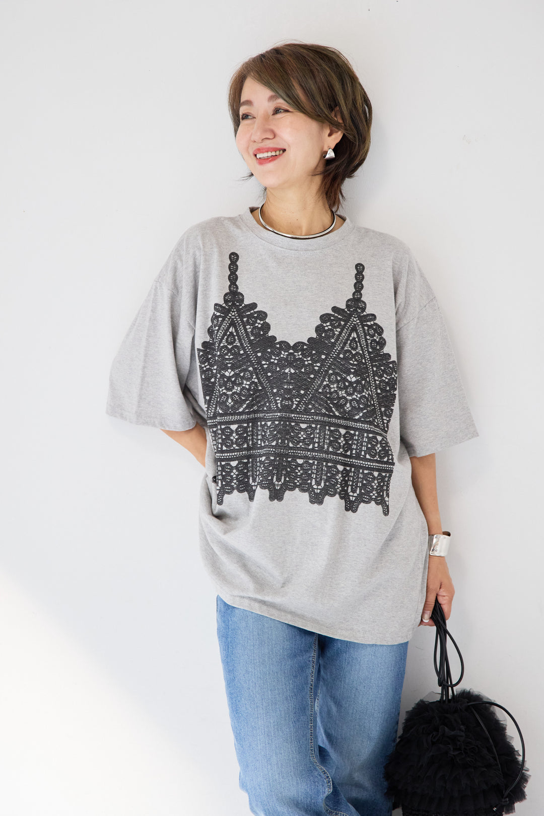 レースビスチェプリント Tシャツ