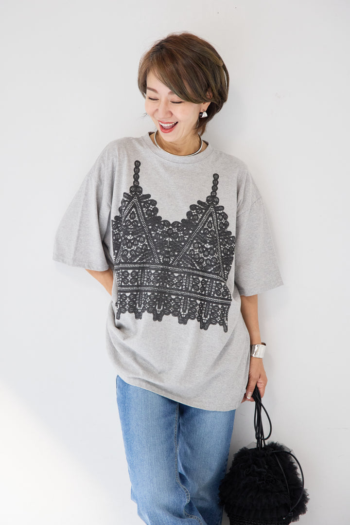 レースビスチェプリント Tシャツ