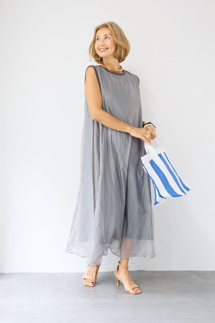 レイヤードノースリーブワンピース