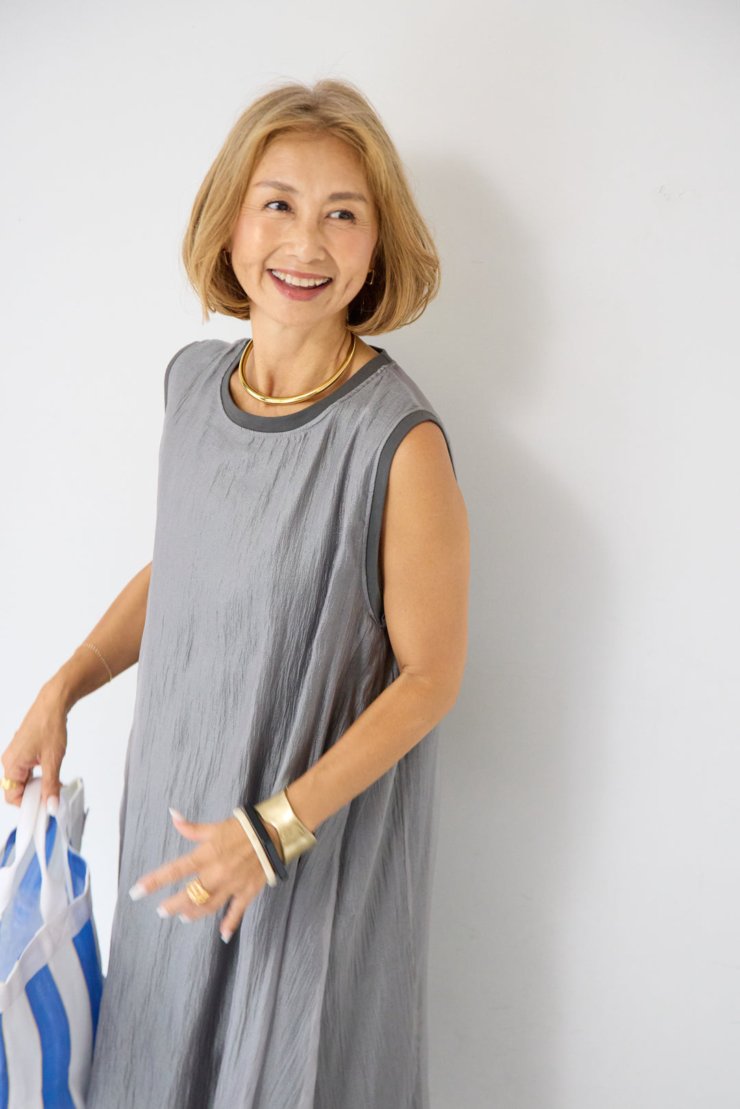 レイヤードノースリーブワンピース