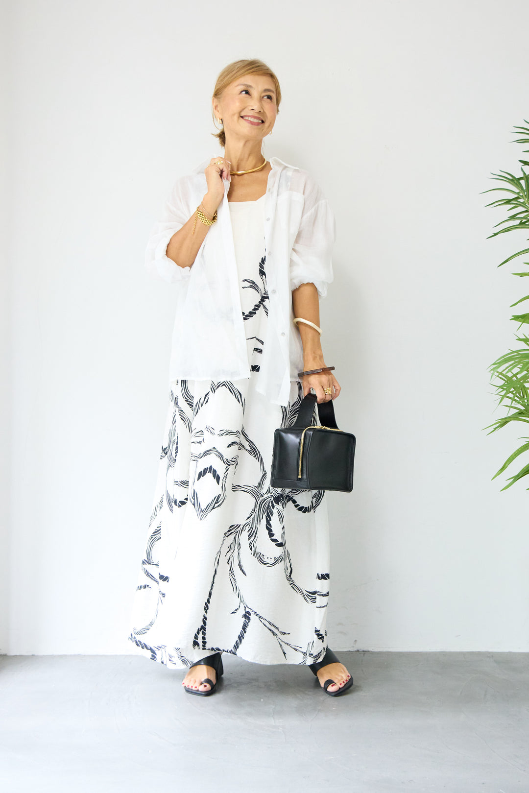 ロープラインプリントワンピース