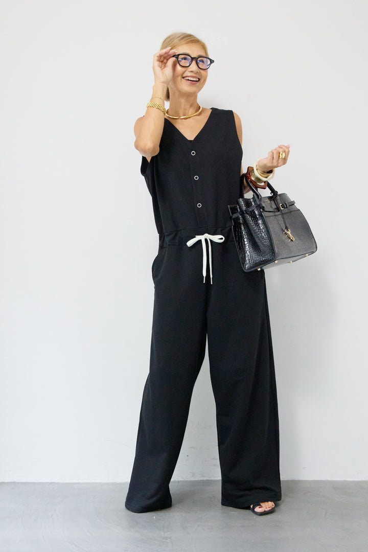 スウェットVネックオールインワン