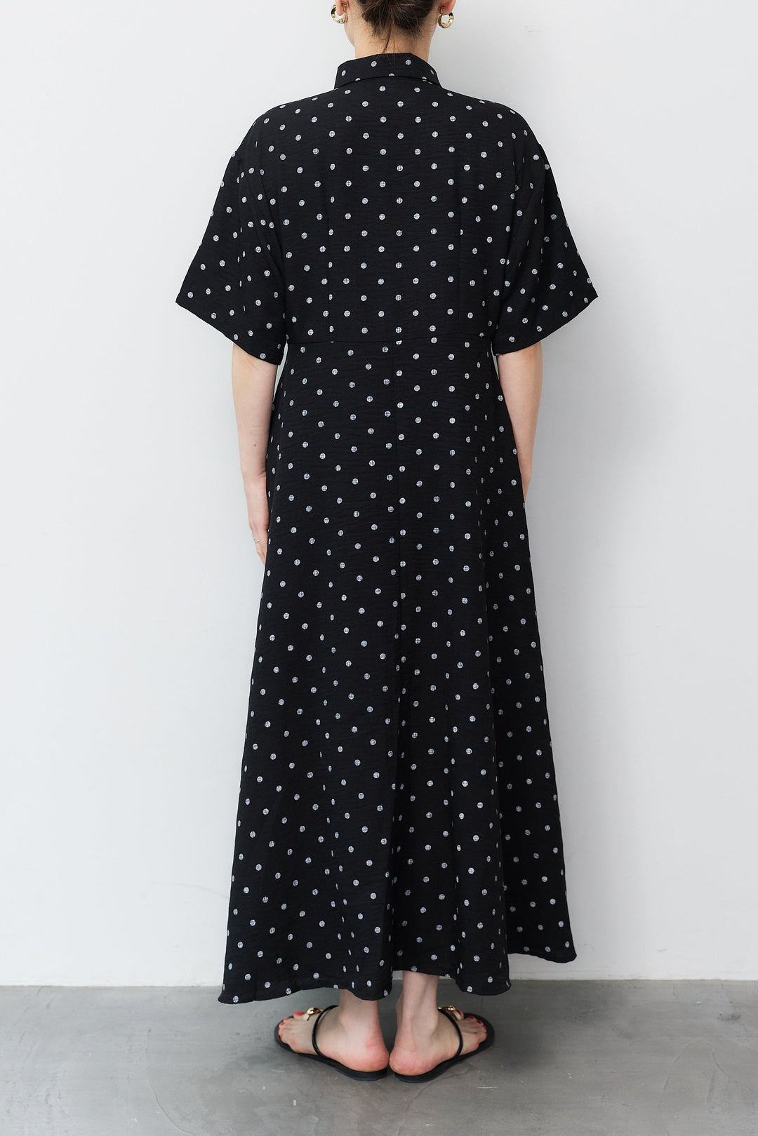 ドット柄シャツワンピース