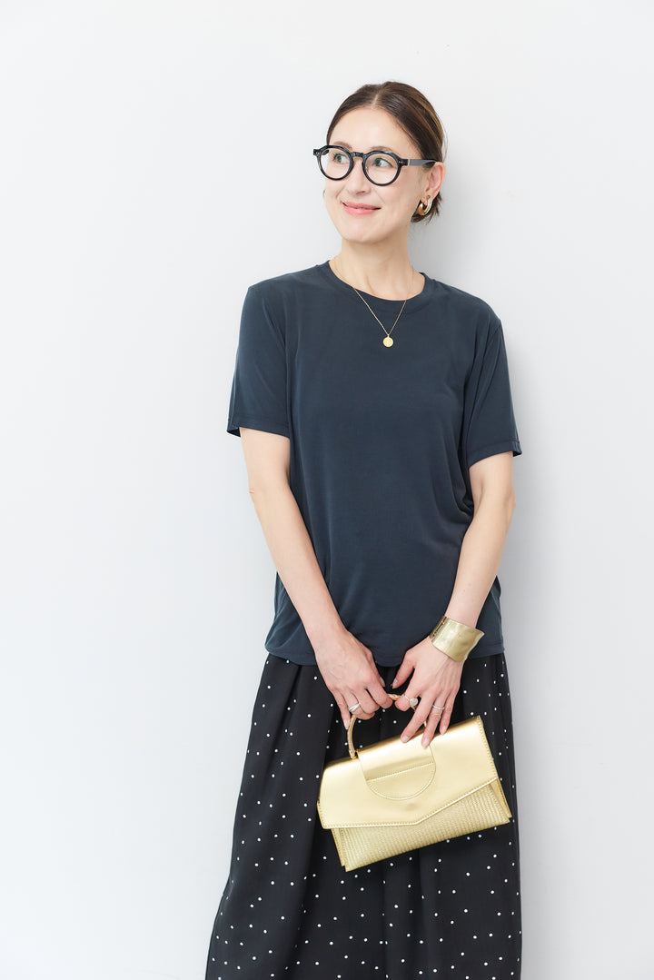 [SET]クルーネック スムースTシャツ+ドット柄ワイドパンツ(2set)