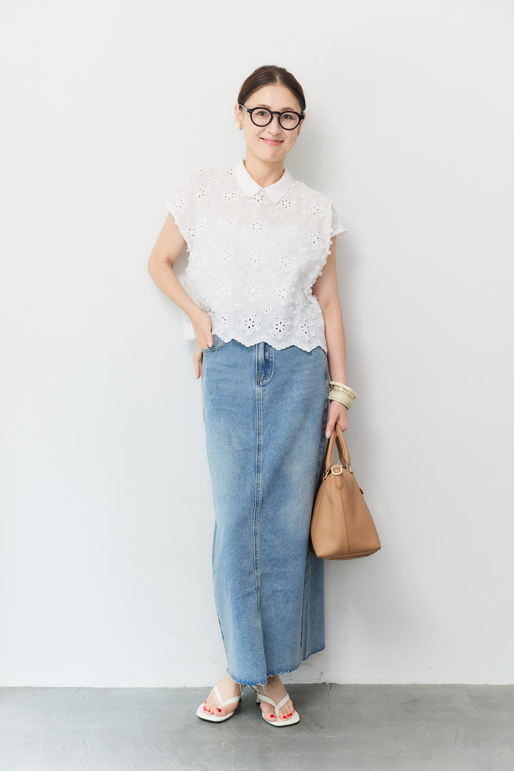 スリットロングデニムスカート
