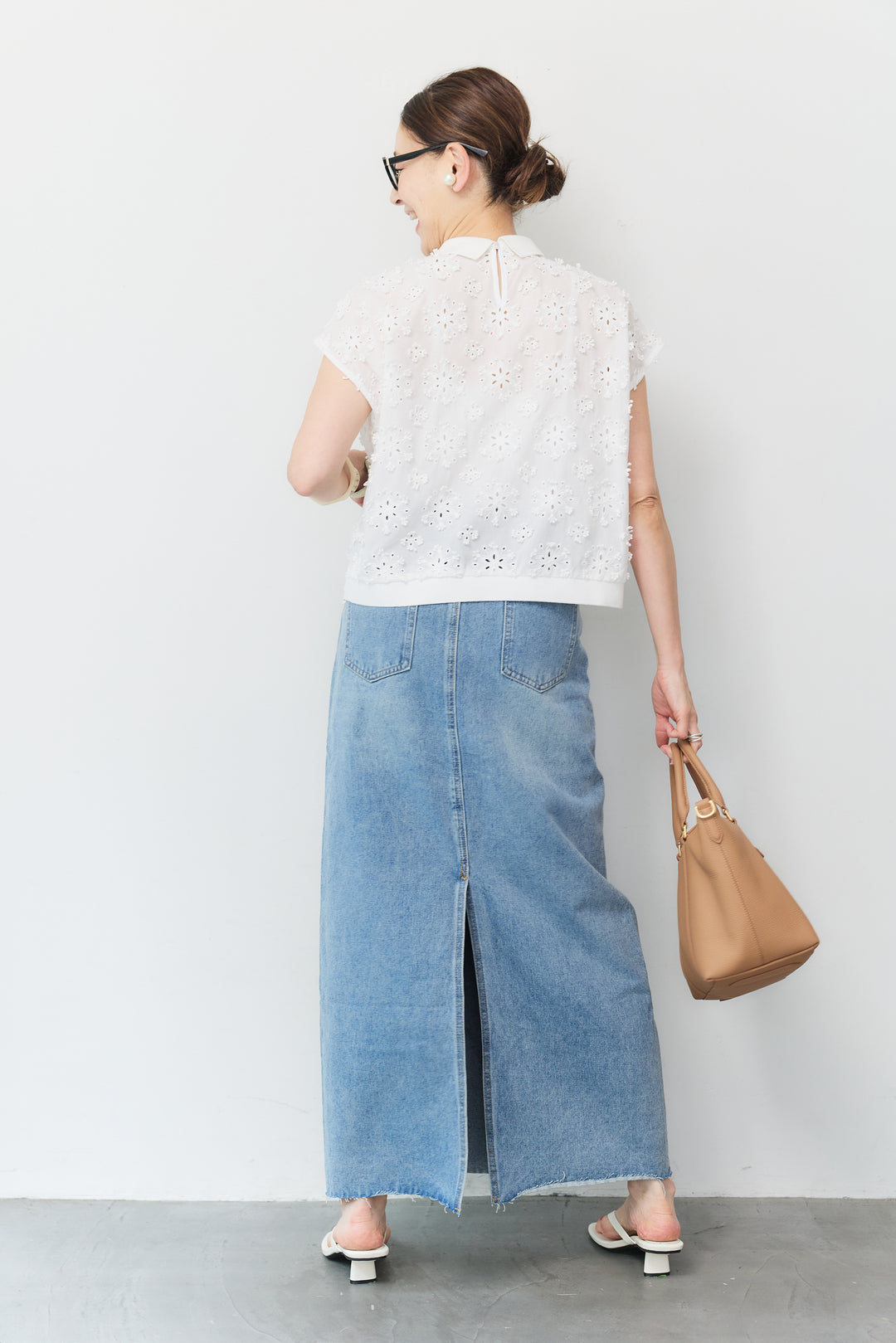 スリットロングデニムスカート