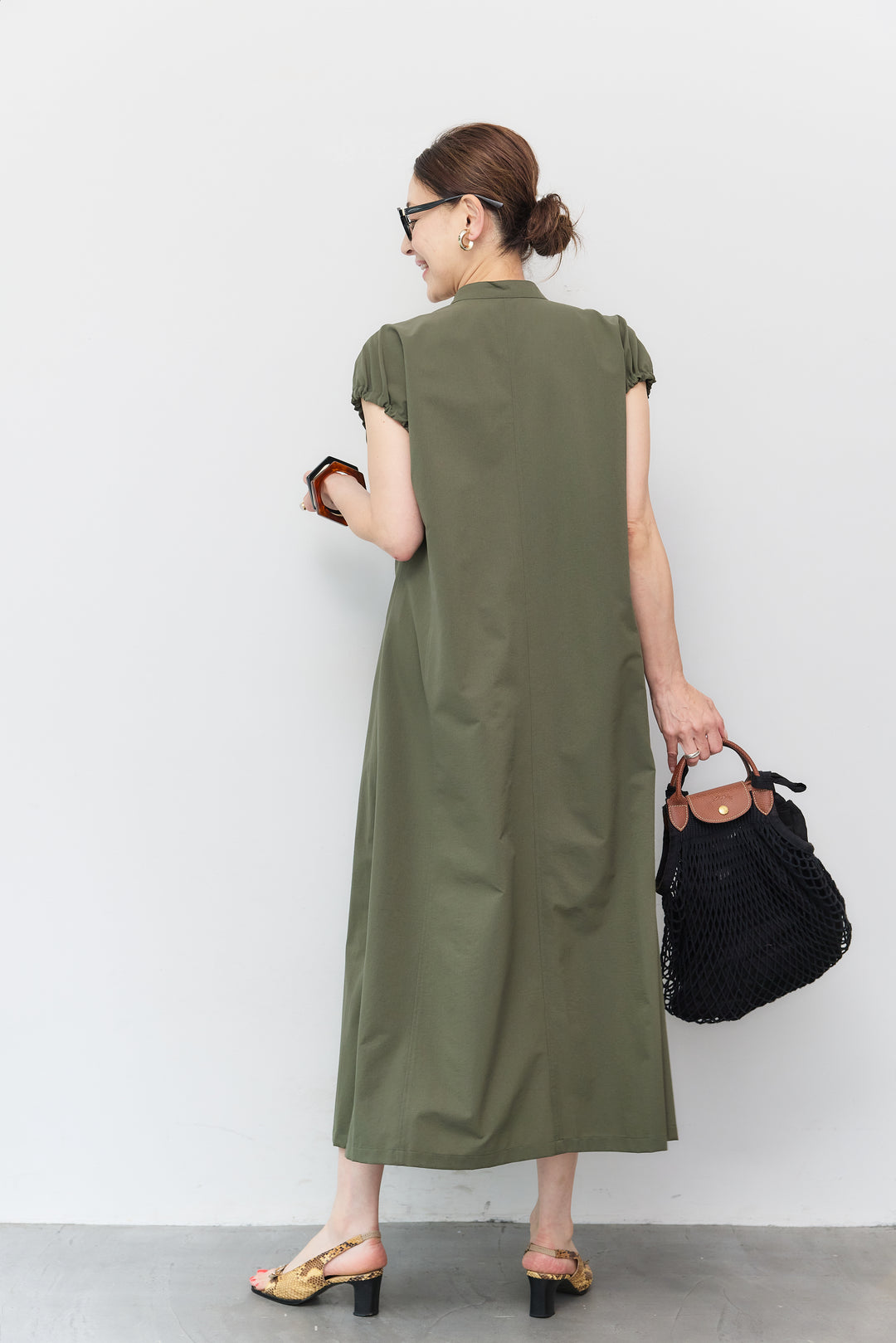 【接触冷感】ハーフZIPストレッチワンピース