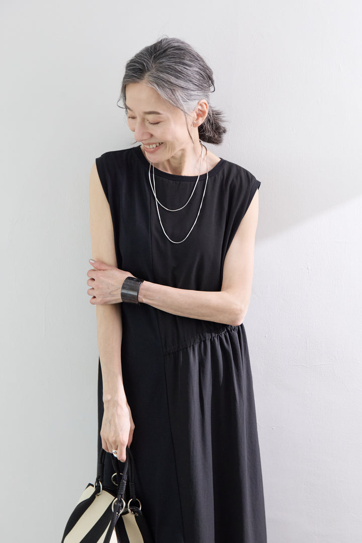 【UVカット 接触冷感】ハイクールギャザー ノースリーブ ワンピース