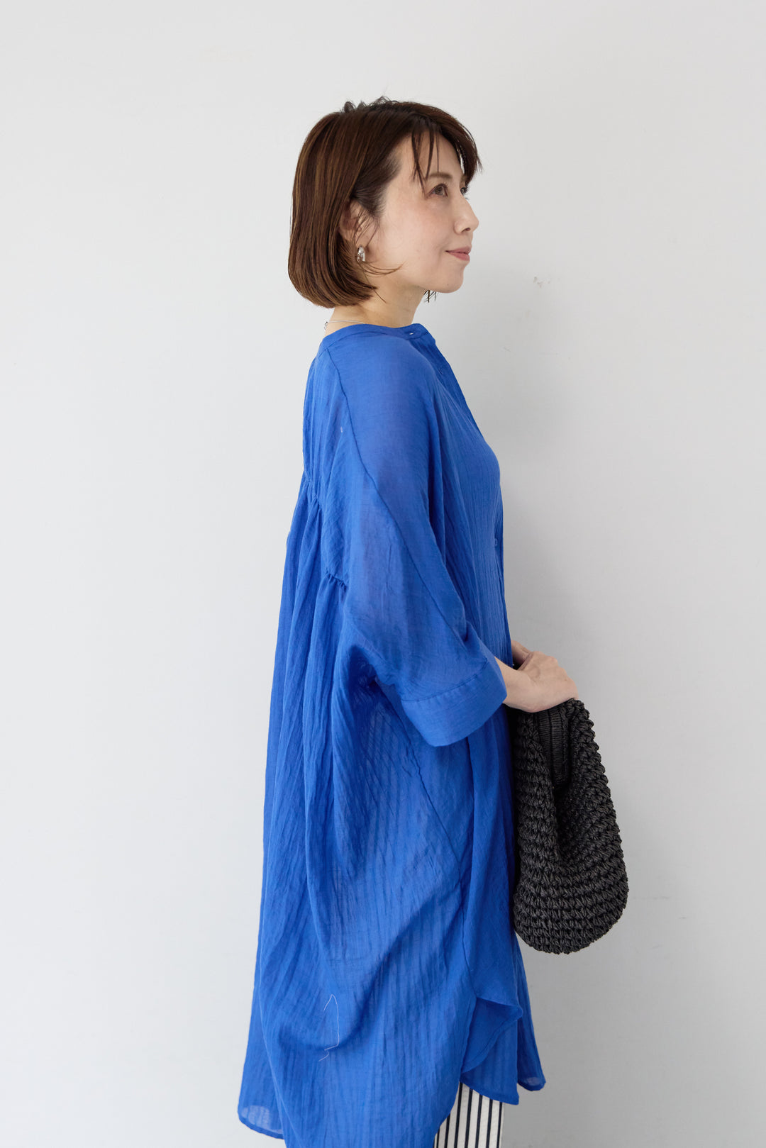 ワッシャー加工 ハーフスリーブ チュニックシャツ