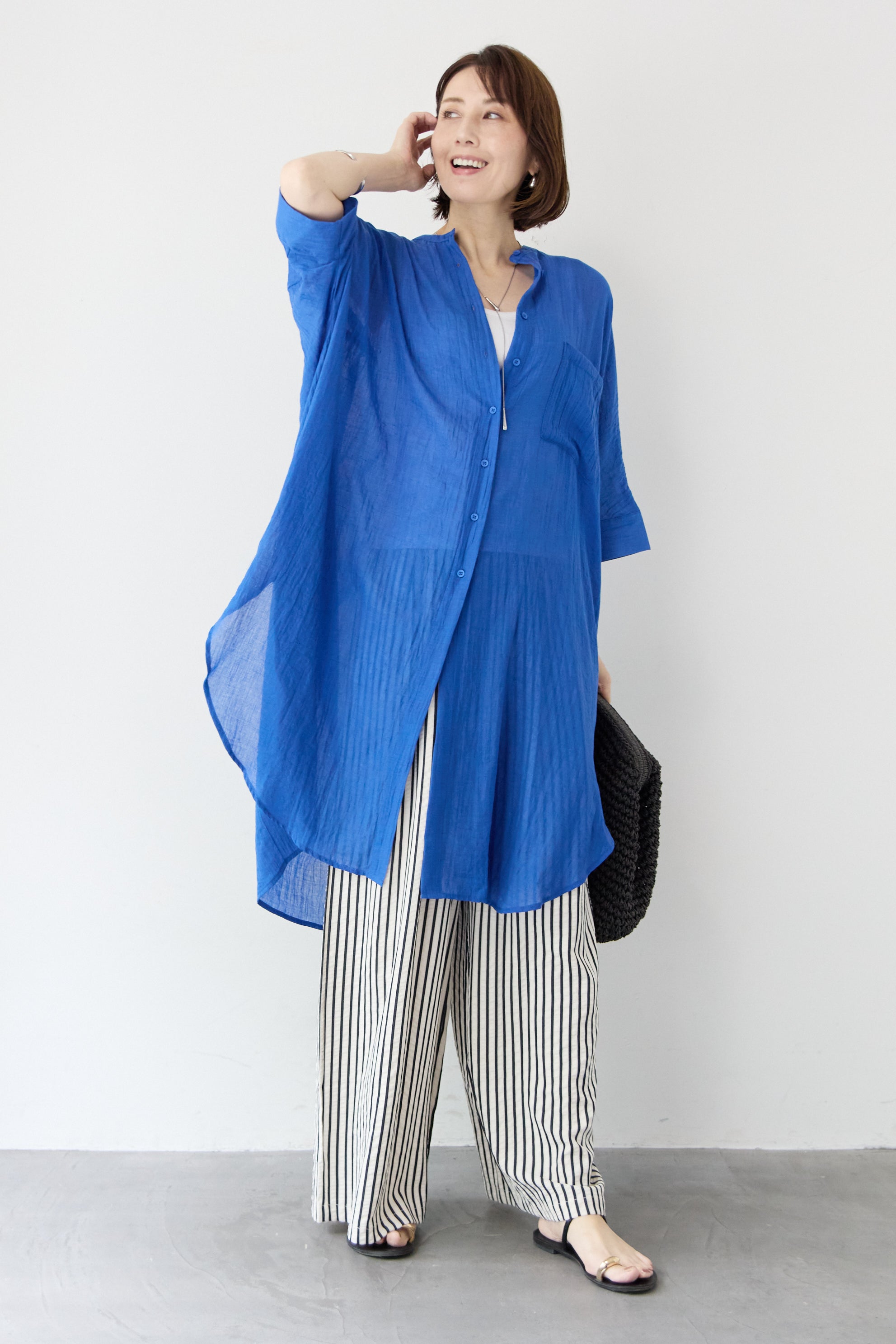 ワッシャー加工 ハーフスリーブ チュニックシャツ – plusotoha