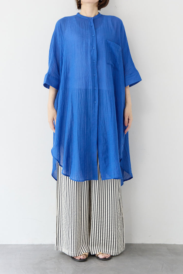 ワッシャー加工 ハーフスリーブ チュニックシャツ