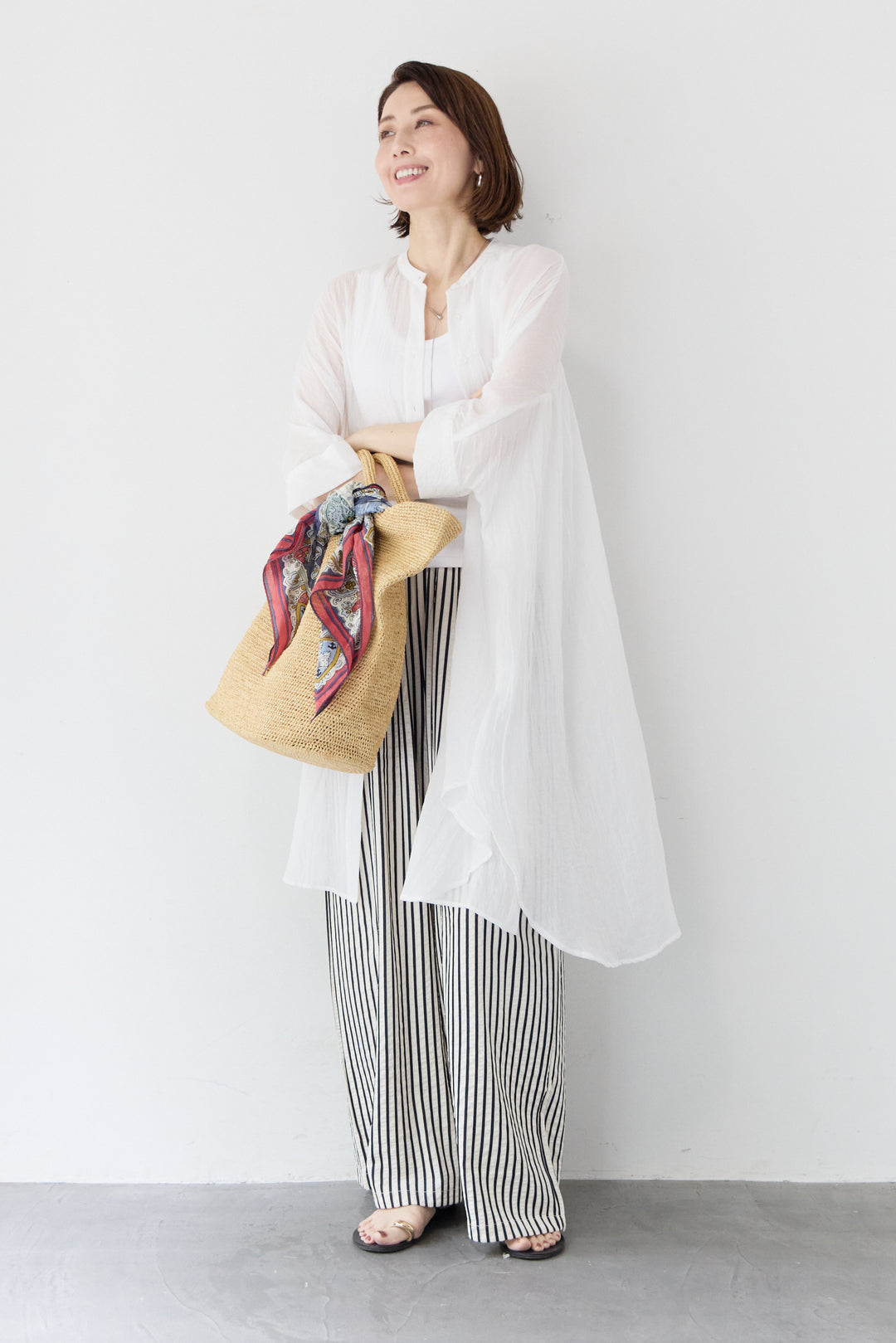 ワッシャー加工 ハーフスリーブ チュニックシャツ