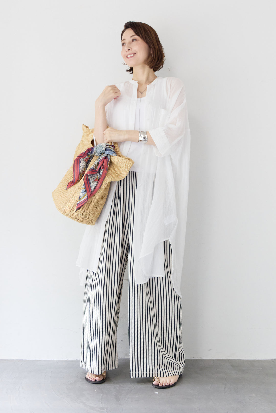 ワッシャー加工 ハーフスリーブ チュニックシャツ