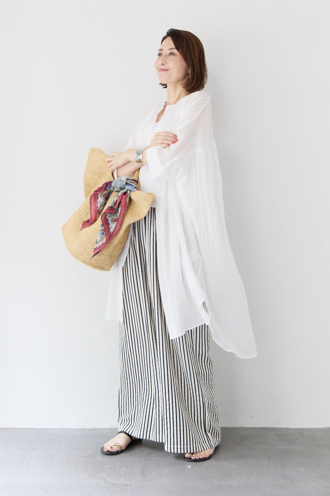 ワッシャー加工 ハーフスリーブ チュニックシャツ