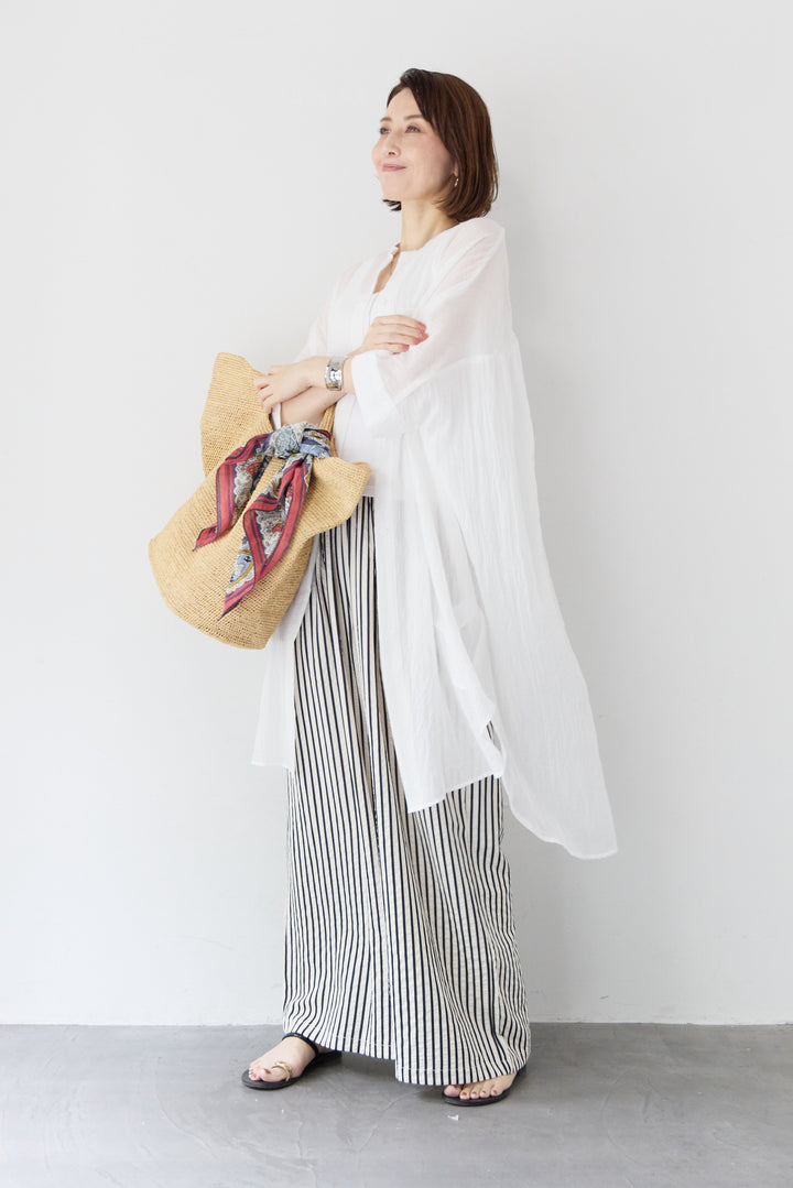 ワッシャー加工 ハーフスリーブ チュニックシャツ