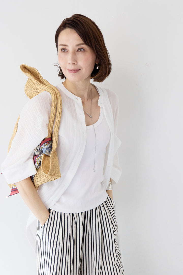 ワッシャー加工 ハーフスリーブ チュニックシャツ