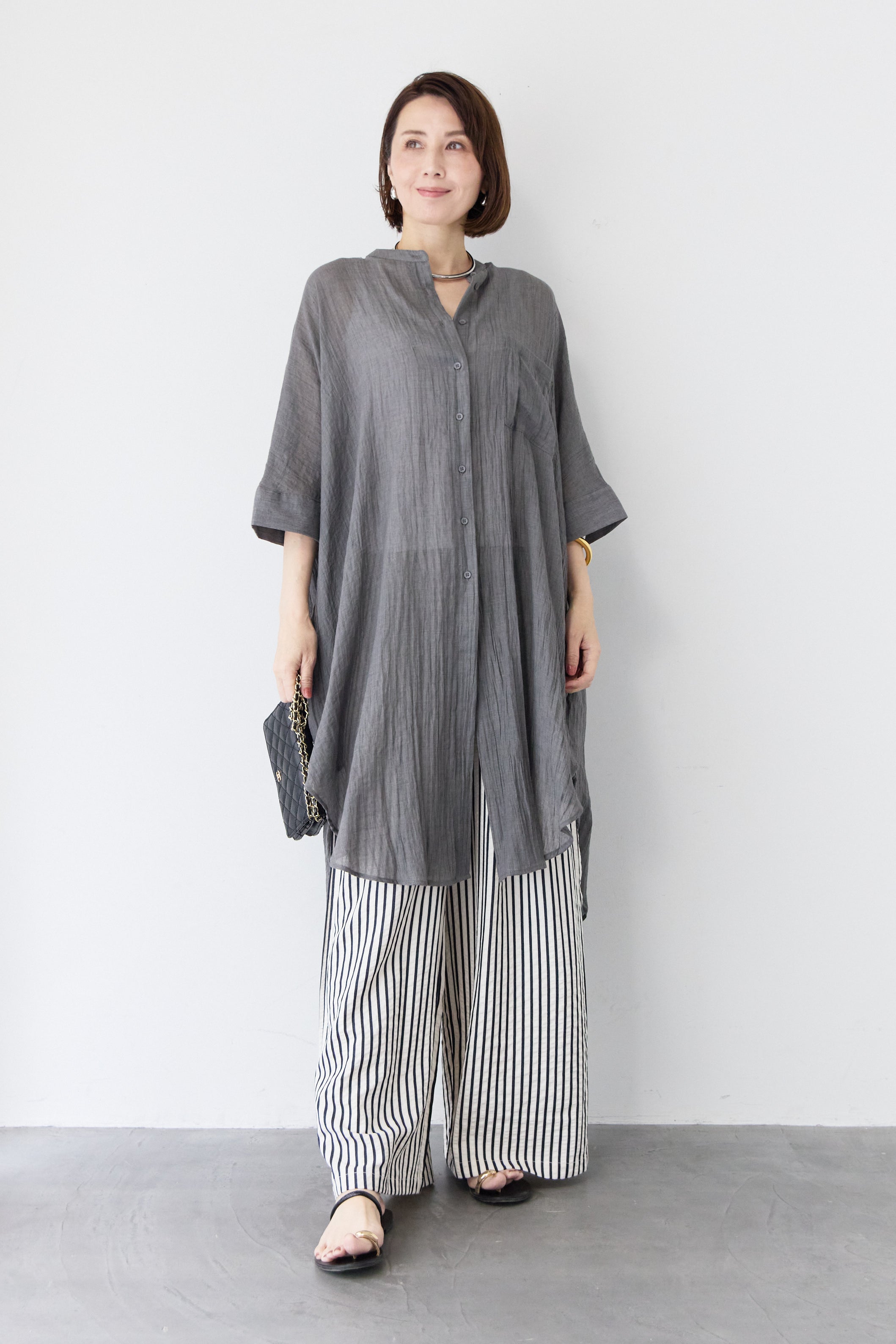 ワッシャー加工 ハーフスリーブ チュニックシャツ – plusotoha