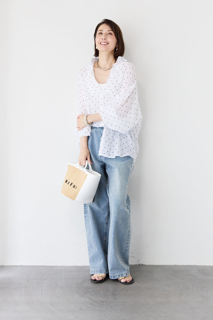 【接触冷感】ヴィンテージ ワイドストレート デニムパンツ