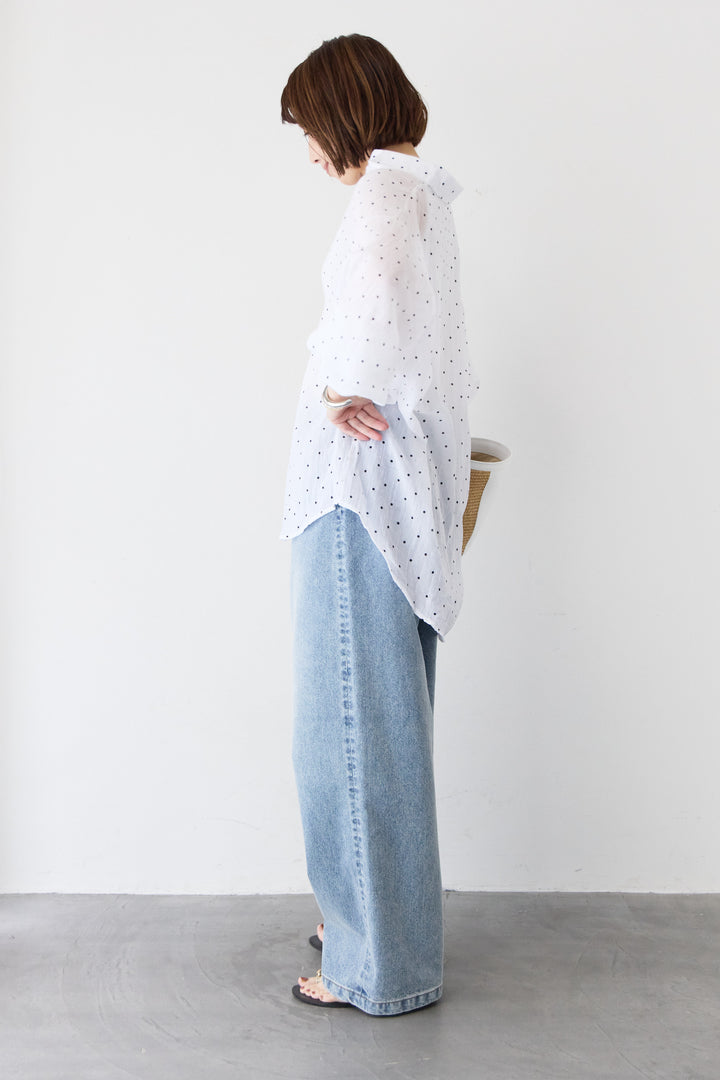 【接触冷感】ヴィンテージ ワイドストレート デニムパンツ