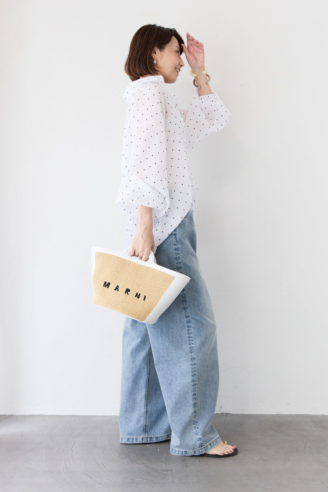 【接触冷感】ヴィンテージ ワイドストレート デニムパンツ